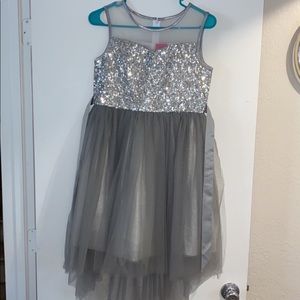 Girls silver/gray dress with sequins